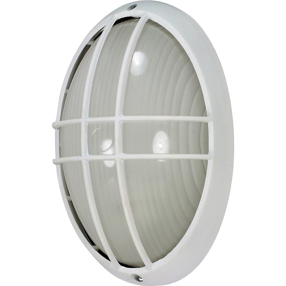 Nuvo Lighting 60/528  1 Light - 13" - Large Oval Cage Bulk Head - Die Cast Bulk Head in Semi Gloss white Finish